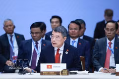 越南政府总理黎明兴在东盟—俄罗斯关系35周年纪念峰会全体会议上发表讲话。图自越通社