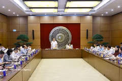 国会主席陈青敏与文化社会委员会常委会就2026年重点任务及2026—2031年任期工作方向召开工作会议。图自越通社