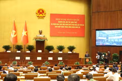 会议以线上线下相结合形式举行，主会场设在国会大厦延鸿厅。图自越通社