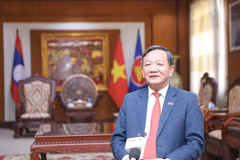 越南驻老挝大使阮明心接受越通社驻万象记者采访。图自越通社
