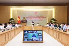 越南政府总理范明政在国家打击非法、不报告和不受管制（IUU）捕捞指导委员会第16次会议上发表结论性讲话。图自越通社