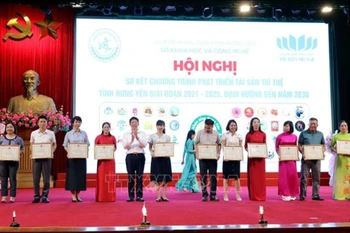 兴安省科技厅副厅长阮春海向11个在知识产权资产发展工作中成绩突出的集体与个人颁发奖状。图自生活政策报