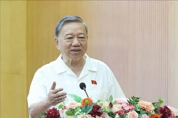 苏林发表讲话。图自越通社