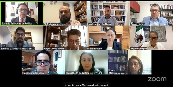 参加视频研讨的各位代表。图自越通社 vna-potal-50-nam-quan-he-viet-nam-mexico-tiep-tuc-mo-rong-khong-gian-hop-tac-8056940.jpg