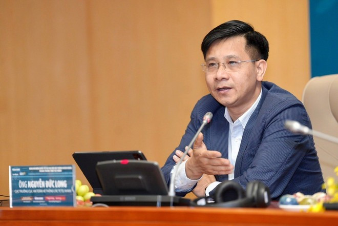 越南国家银行金融机构安全局局长阮德龙在座谈会上发表讲话。图自Vietnam+ z6510029991802-139e73eed5e60ed378754eb901aec753.jpg