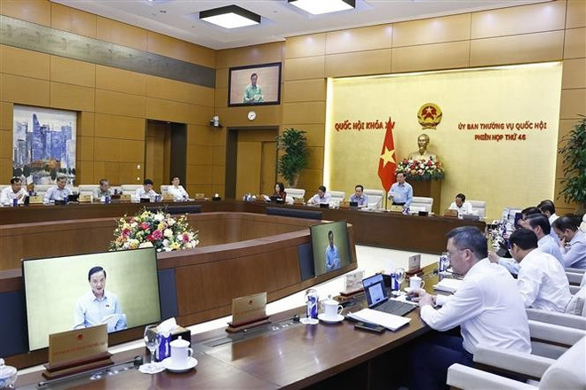 会议场景。图自越通社 vna-potal-ubtv-quoc-hoi-cho-y-kien-ve-de-an-sap-xep-don-vi-hanh-chinh-cap-tinh-nam-2025-8074727.jpg