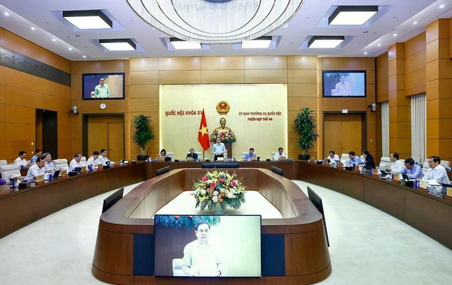 6月3日上午,越南国会常务委员会第46次会议在国会大厦正式开幕,越南国会主席陈青敏主持会议。图自越通社 uy-ban-thuong-vu-quoc-hoi-1.jpg