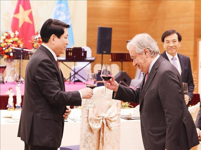 越南国家主席梁强为联合国秘书长举行欢迎宴会。图自越通社 ttk2.jpg