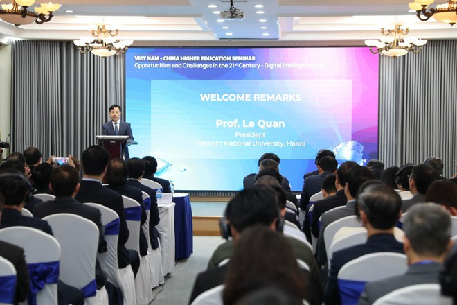 河内国家大学校长黎军发表讲话。图自Vietnam+ 3-vnu-giam-doc-dhqghn-le-quan-6.jpg