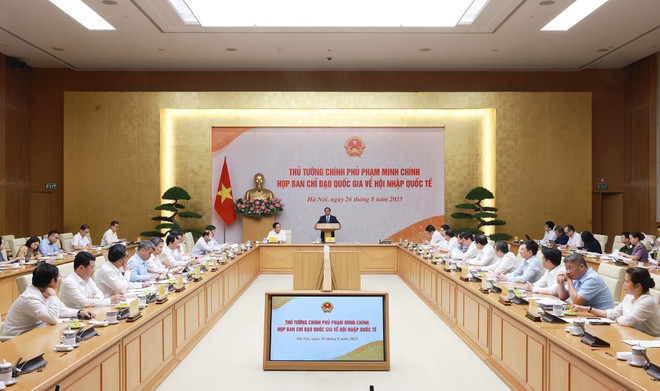 会议现场。图自越通社 vna-potal-thu-tuong-pham-minh-chinh-chu-tri-hop-ban-chi-dao-quoc-gia-ve-hoi-nhap-quoc-te-8236692.jpg