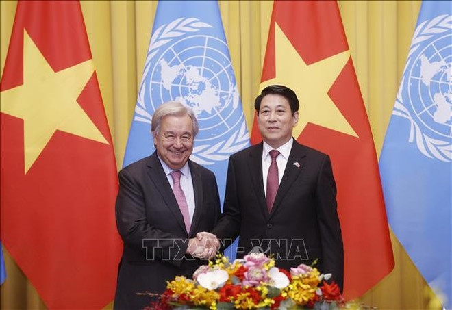 越南国家主席梁强同联合国秘书长古特雷斯举行会谈。图自越通社 ctn-ttk.jpg