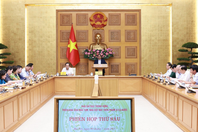会议现场。图自越通社 vna-potal-thu-tuong-chu-tri-phien-hop-thu-6-cua-bcd-xoa-nha-tam-nha-dot-nat-8139024.jpg