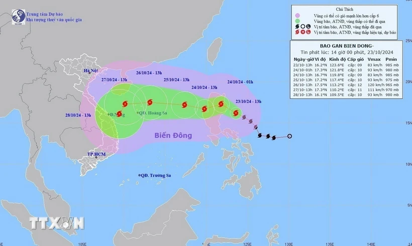 台风“潭美”路径。图自越通社