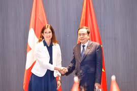 越南国会主席陈青敏会见瑞士国民院议长玛雅·里尼克。图自越通社