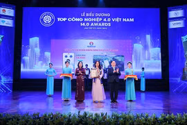 在第四届越南工业4.0领军企业表彰仪式上获得表彰的科技企业。图自nhandan.vn