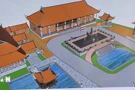 胡志明主席纪念区扩建项目会议厅项目的效果图。图自越通社