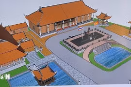 胡志明主席纪念区扩建项目会议厅项目的效果图。图自越通社