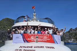 ABAC III会议与会代表夫人、夫君对兰夏湾、吉婆岛的美景津津有味。图自越通社