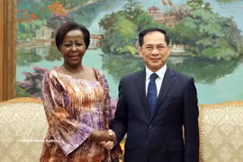 越南政府副总理裴青山和法语国家国际组织秘书长路易丝·穆希基瓦博。图自越通社