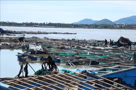 越南得乐省居民水产养殖网箱遭受严重损坏，给当地民众造成重大损失。图自越通社