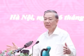 越共中央总书记苏林发表讲话。图自越通社