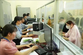 胡志明市泰美乡干部、公务员为群众办理行政手续。图自越通社