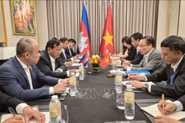 黎怀忠会见柬埔寨副首相兼外交与国际合作大臣巴速坤。图自越通社