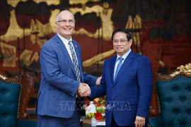 越南政府总理范明政会见美国众议院跨党派议员代表团。图自越通社