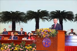 苏林总书记发表讲话。图自越通社