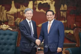 越南政府总理范明政会见国际货币基金组织副总裁冈村健司。图自越通社