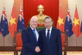 越共中央总书记苏林会见新西兰总理卢克森。图自越通社