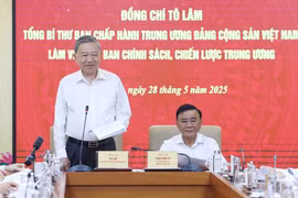 苏林总书记在会议上发表讲话。图自越通社