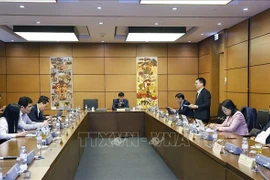 越南国会林同省和乂安省代表团在小组讨论会上发言。图自越通社