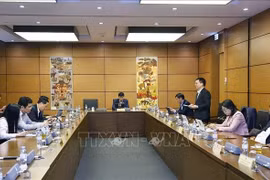 越南国会林同省和乂安省代表团在小组讨论会上发言。图自越通社