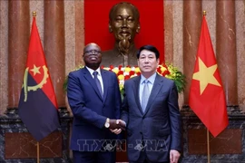 国家主席梁强于2025年4月24日会见前来递交国书的安哥拉共和国大使费尔南多·米格尔。图自越通社