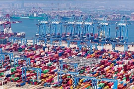中国天津货运港口。图自越通社