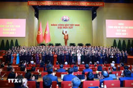 越南共产党第十四届中央委员会亮相仪式。图自越通社
