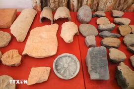 越南在北宁省羸娄古城发现大量珍贵的建筑遗迹。图自越通社