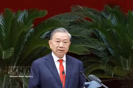 越共中央总书记、国家主席苏林在会议上发表讲话。图自越通社