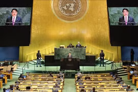 国家主席梁强在第80届联合国大会高级别一般性辩论上发表讲话。图自越通社