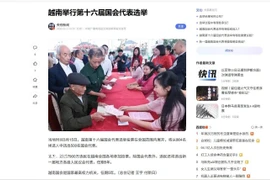 中国中央电视台网站报道第十六届国会代表和2026-2031年任期各级人民议会代表选举日。图自越通社