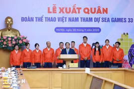 越南政府总理范明政出席出征仪式。图自越通社