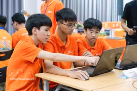 河南FPT联级学校学生通过应用数字技术软件进行课程实践操作。图自越通社