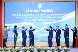 越南国家法律数据库新版开通仪式。图自越通社