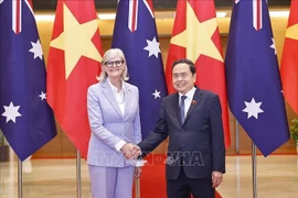 越南国会主席陈青敏和澳大利亚总督萨曼莎·莫斯廷。图自越通社