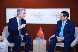 越南政府总理范明政会见德国西门子股份公司管理委员会成员、首席技术官和首席战略官彼得·科尔特。图自越通社