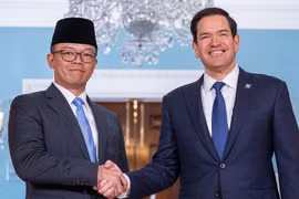 印尼外交部长苏吉约诺（Sugiono）与美国外交部长马尔科·鲁比奥（Marco Rubio）。图自Getty