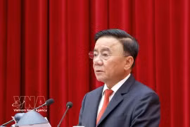 陈锦秀召开越共十四大筹备与组织服务工作总结会议。图自越通社