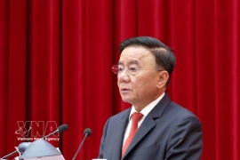 陈锦秀召开越共十四大筹备与组织服务工作总结会议。图自越通社