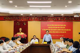 越南政府副总理胡国勇发表讲话。图自越通社